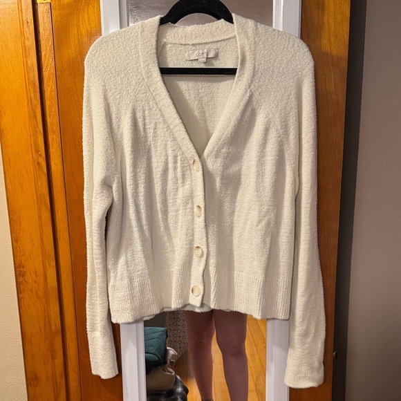 LOFT Cream Button-Up Cardigan - Picture 1 of 3